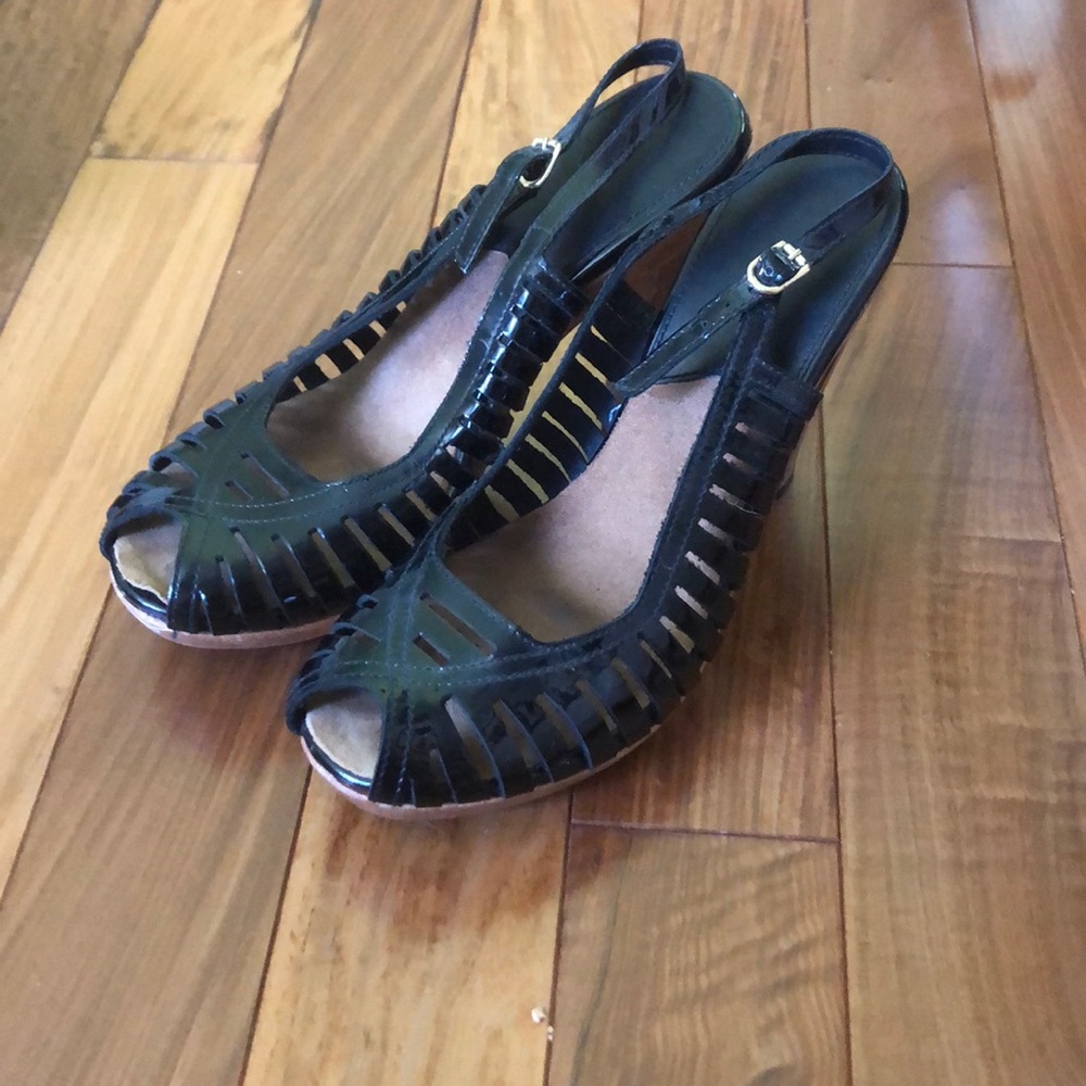 Michael Kors black and wood high heels
